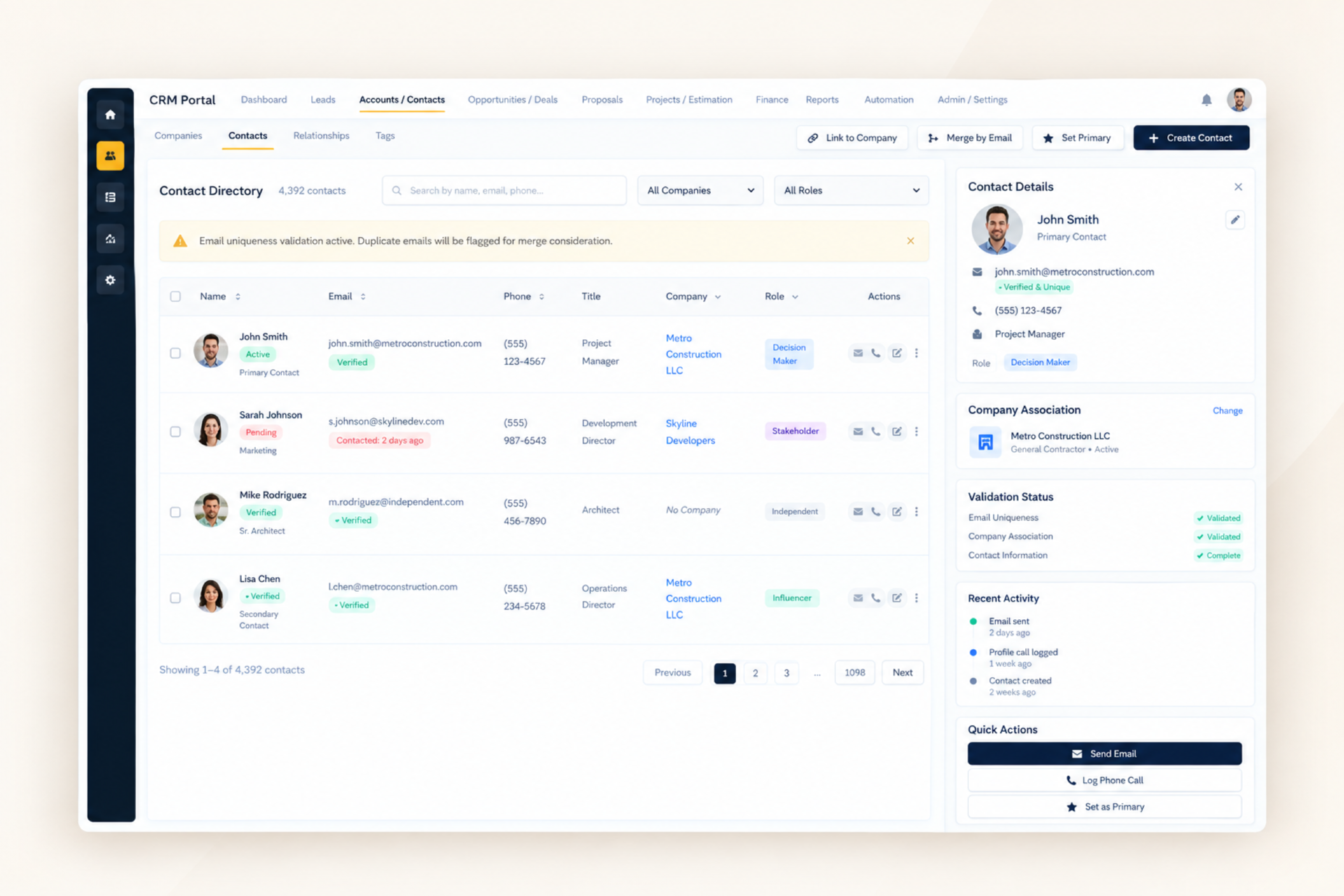 Unified workflows for crm